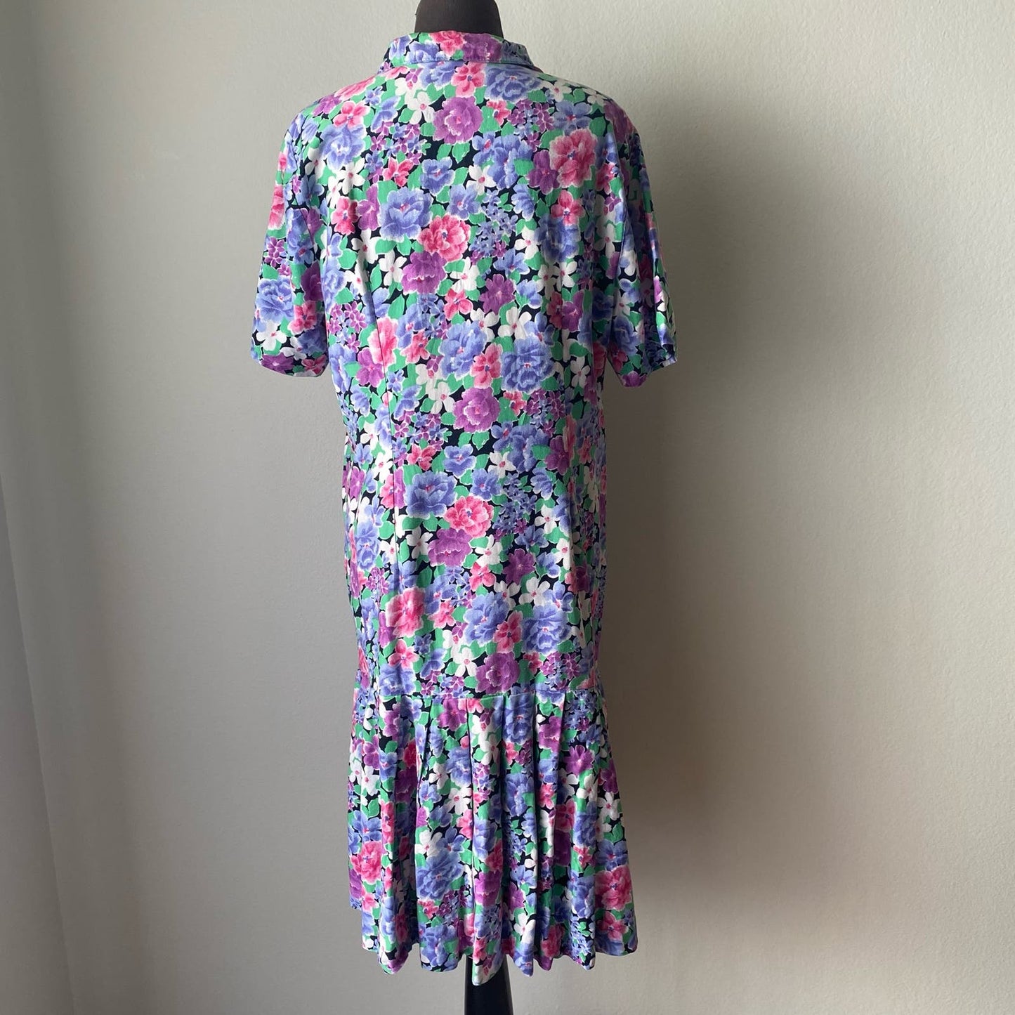 Vintage sz XL floral pleated cottage prairie shift dress