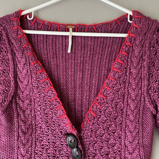 Free People sz S wool purple knit sweater