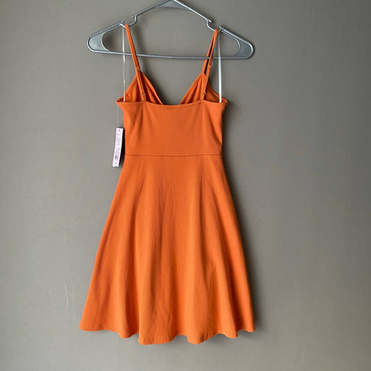Wild Fable sz XS orange cotton ribbed spaghetti strap mini flare dress