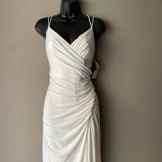 Adrianna Papell sz 6 white jersey scrunched maxi dress NWT