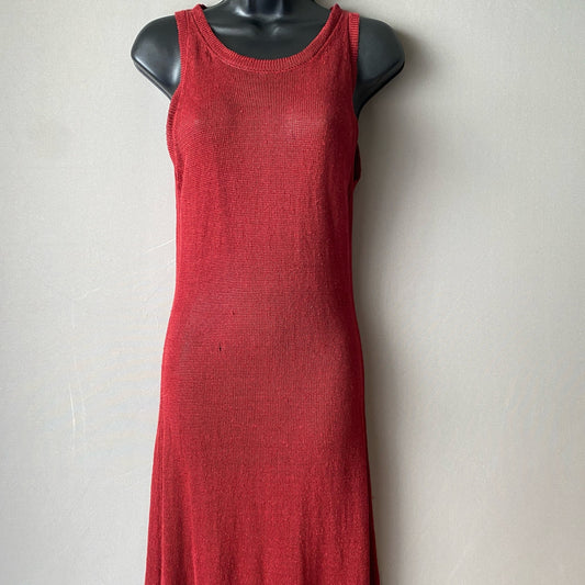 Zara sz S red knit sleeveless sheer sweater dress  NWT