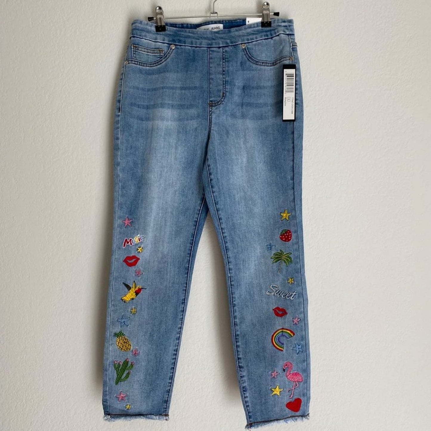 Tribal sz 6 Audrey mid rise capri embroidered 90s hippie boho jeans