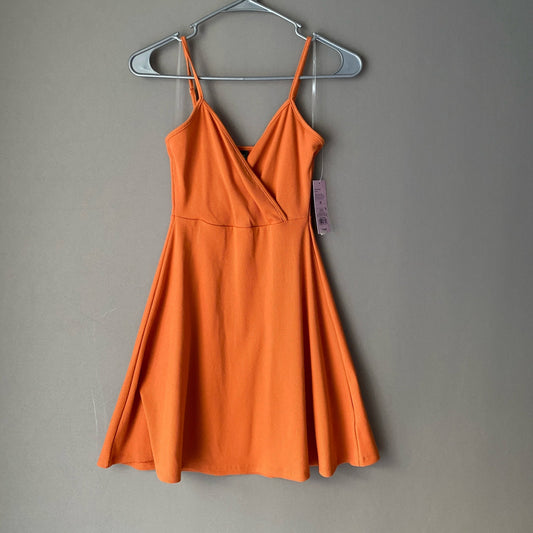 Wild Fable sz XS orange cotton ribbed spaghetti strap mini flare dress