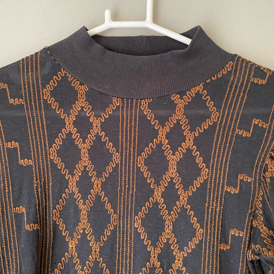 Free People sz S black copper boho prairie sweater top