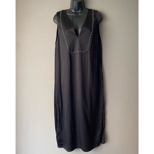 Zara sz S black studded shift midi dress