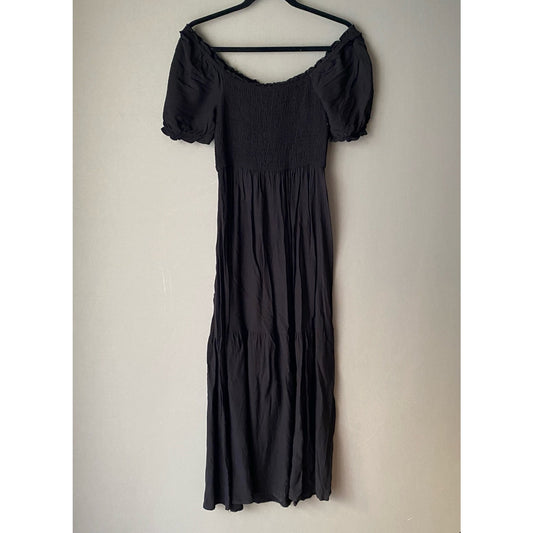 Zessica sz S black short sleeve maxi sundress dress