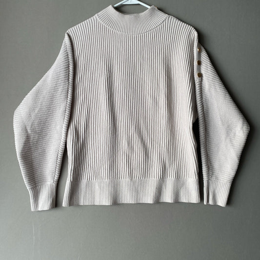 Tahari sz S cream knit ribbed warm sweater NWOT