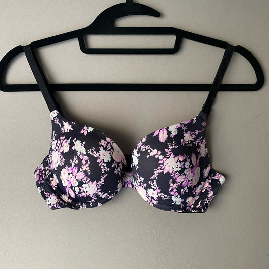Pink Victoria’s Secret sz 34B navy floral, pink, push-up bra
