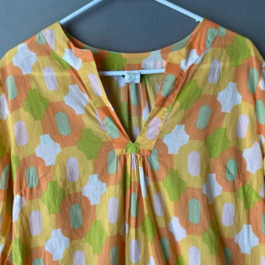 J. Crew sz S yellow green Vintage 100% cotton summer boho blouse