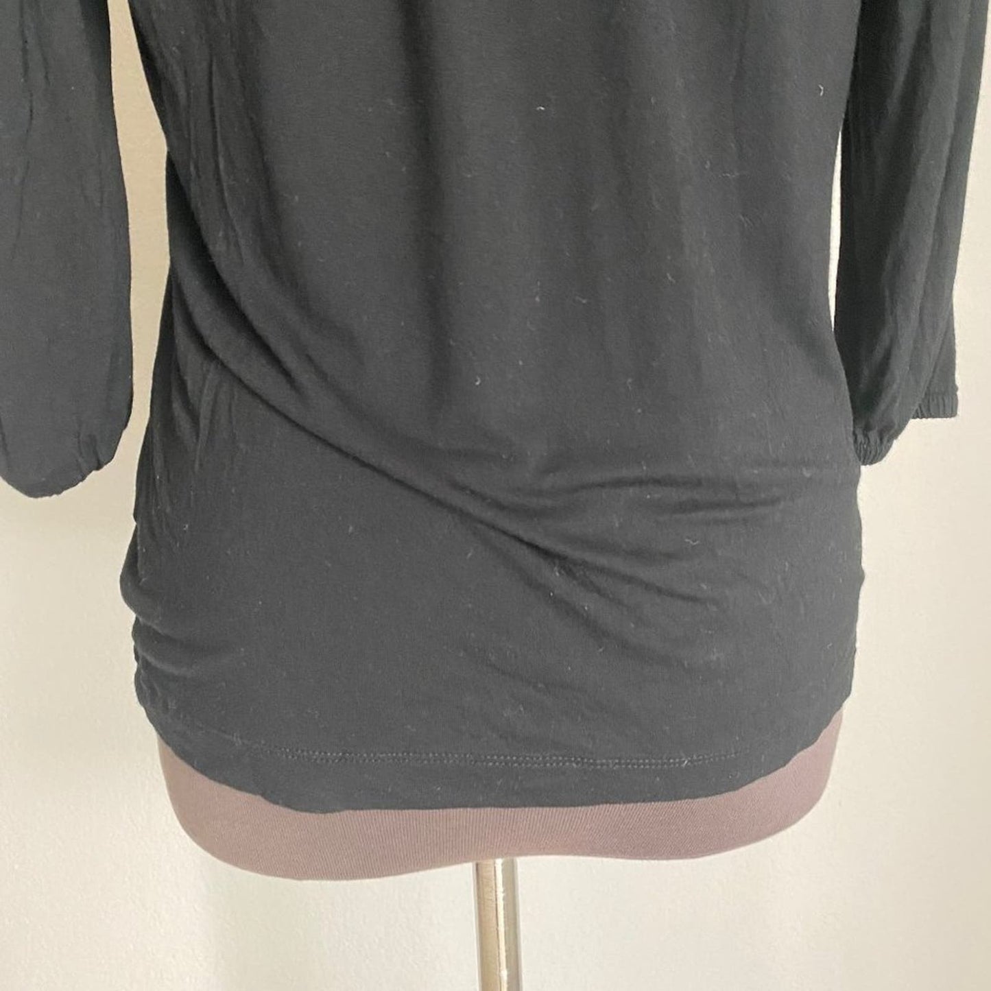 Gap sz XS 3/4 length sleeve V-neck hooded drawstring blouse shirt