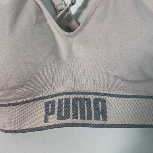 Puma sz 34B pink gray adjustable strap sports bra
