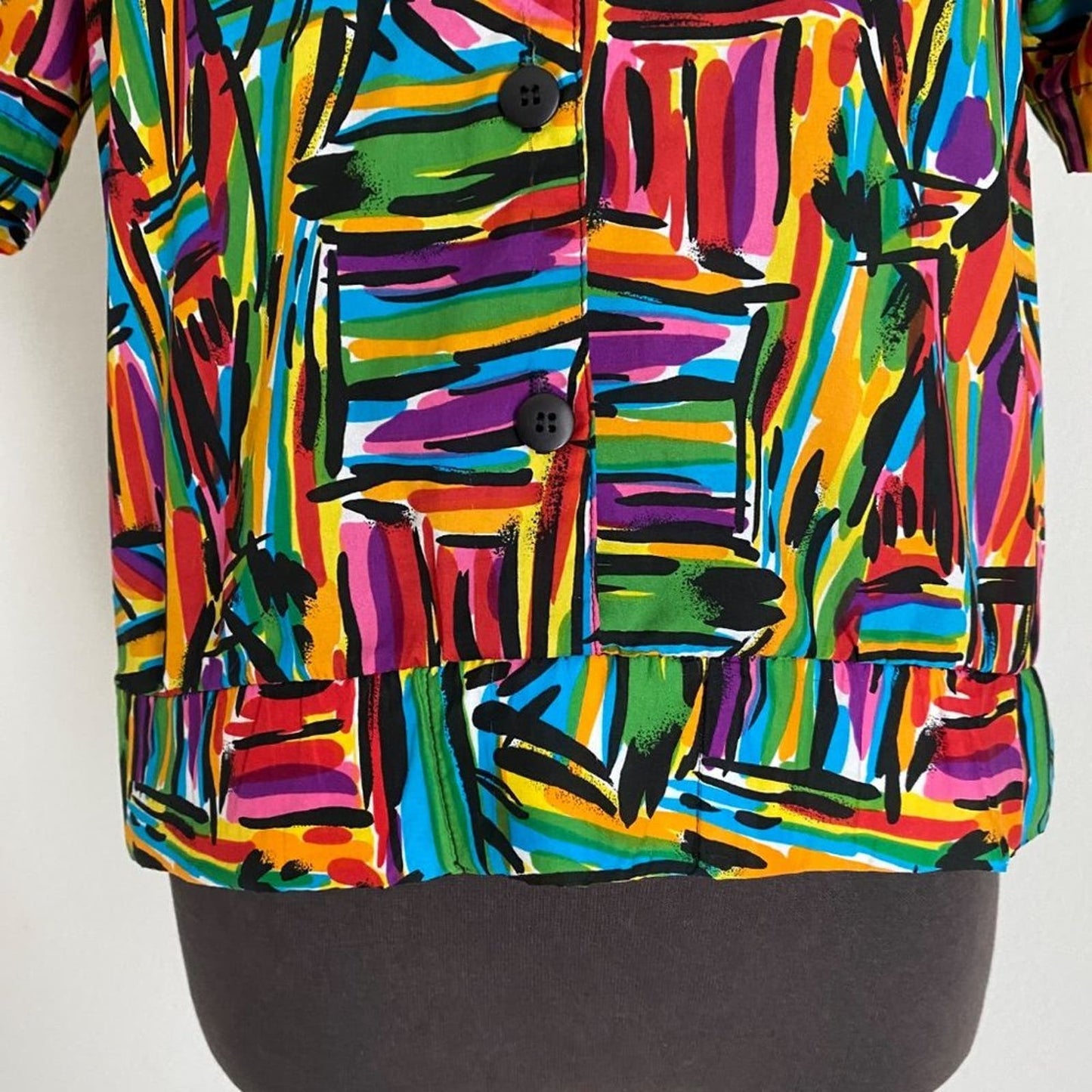 Nations sz M Vintage 80s multicolored neon retro blouse