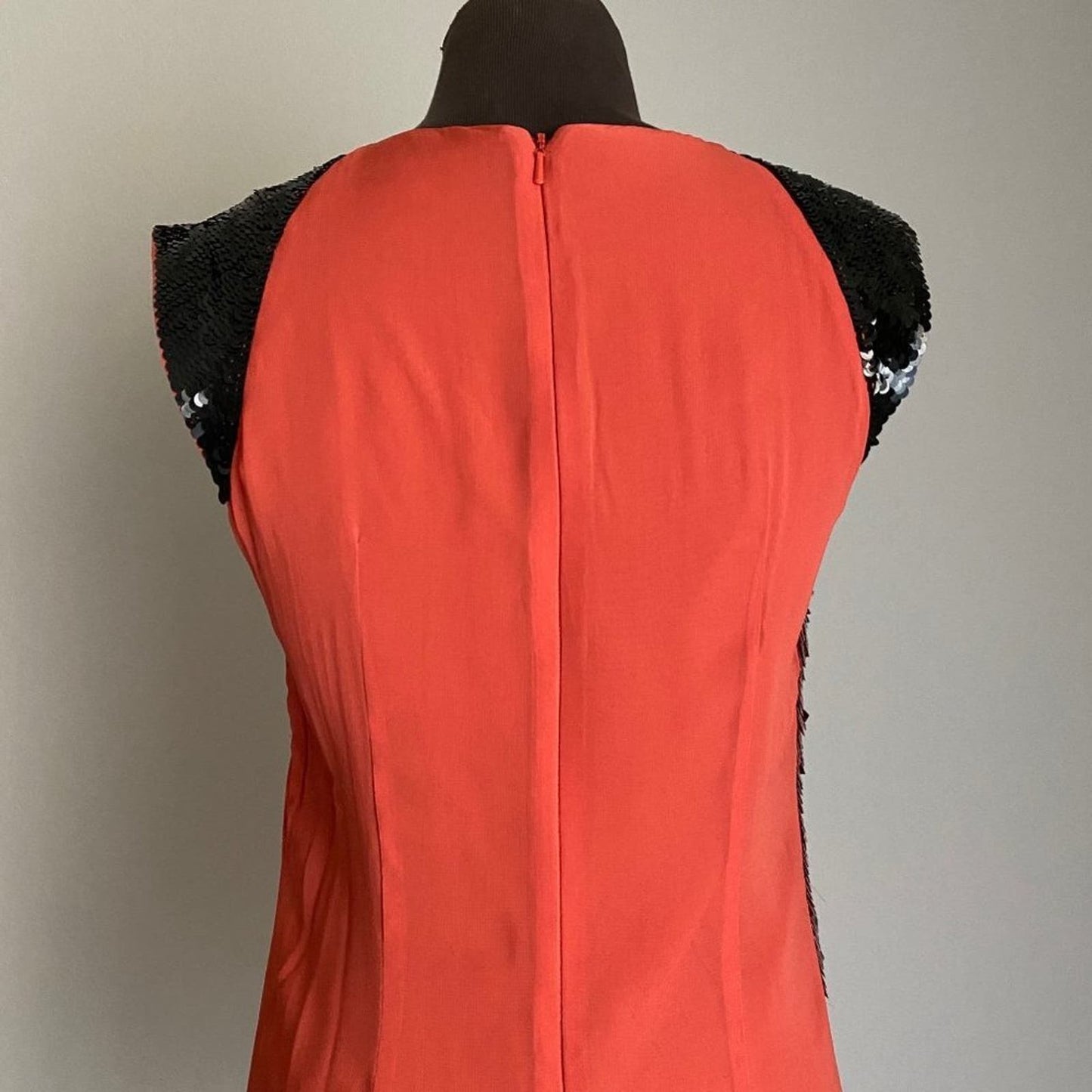 French Connection sz 0 orange sleeveless sequin shift mini dress